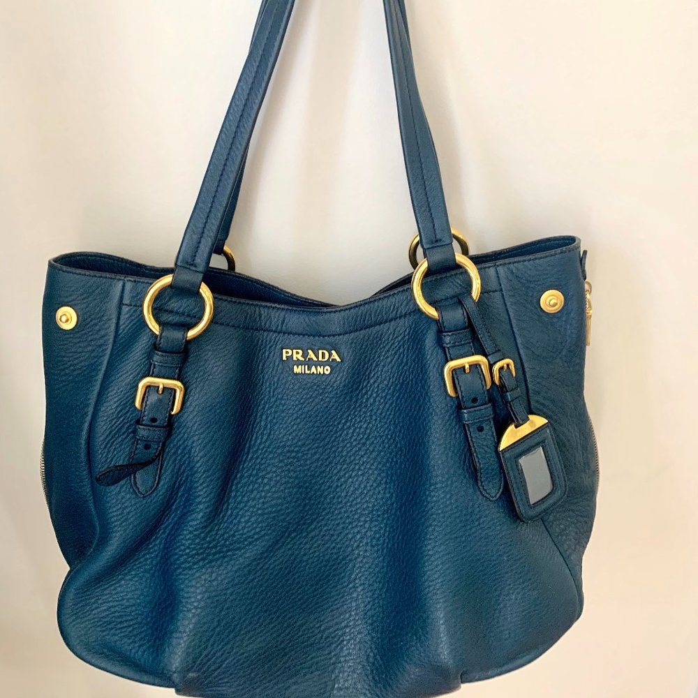 Prada Cervo Leather Expandable Tote